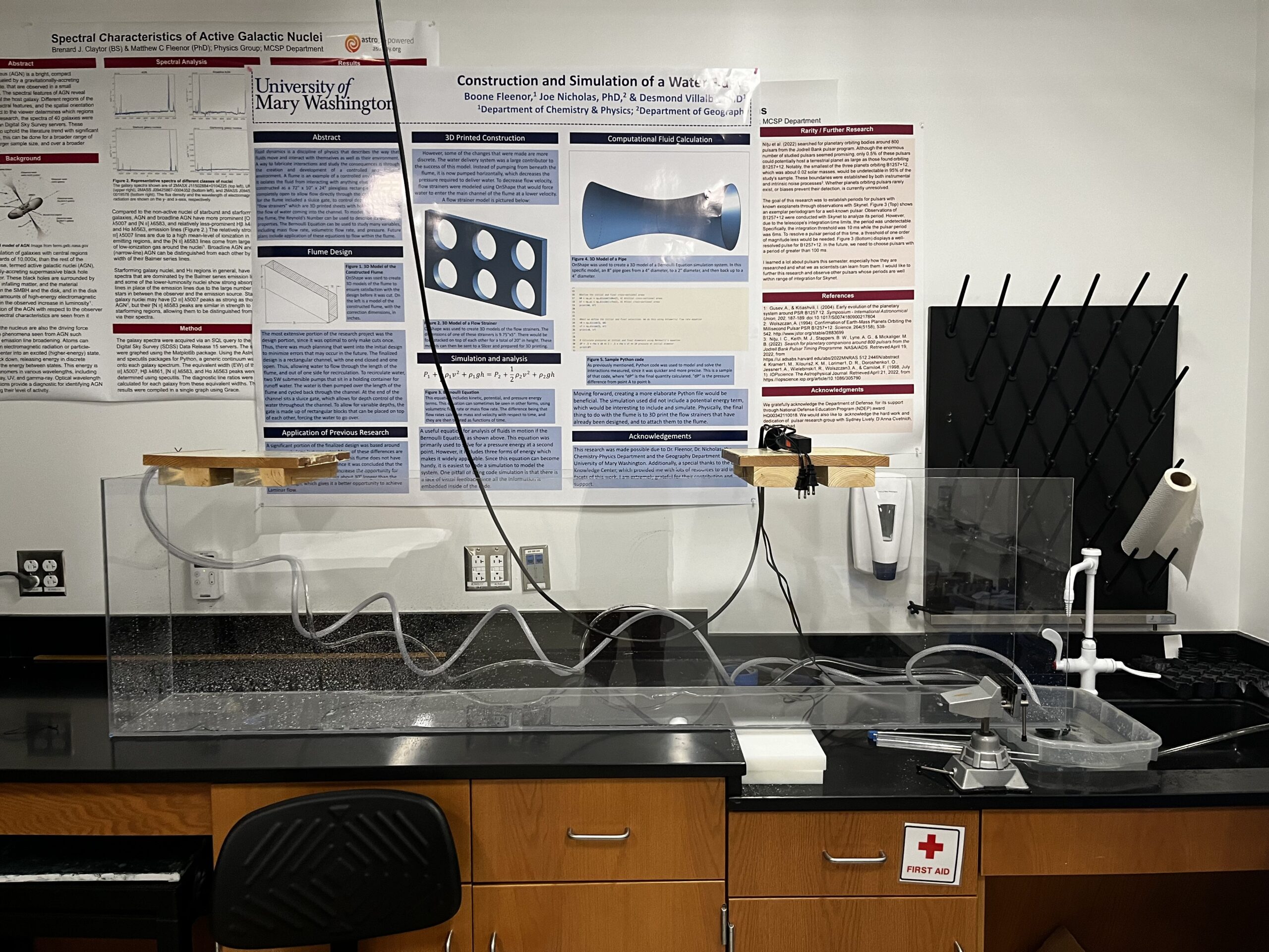 a water flume sitting on a bench in a lab