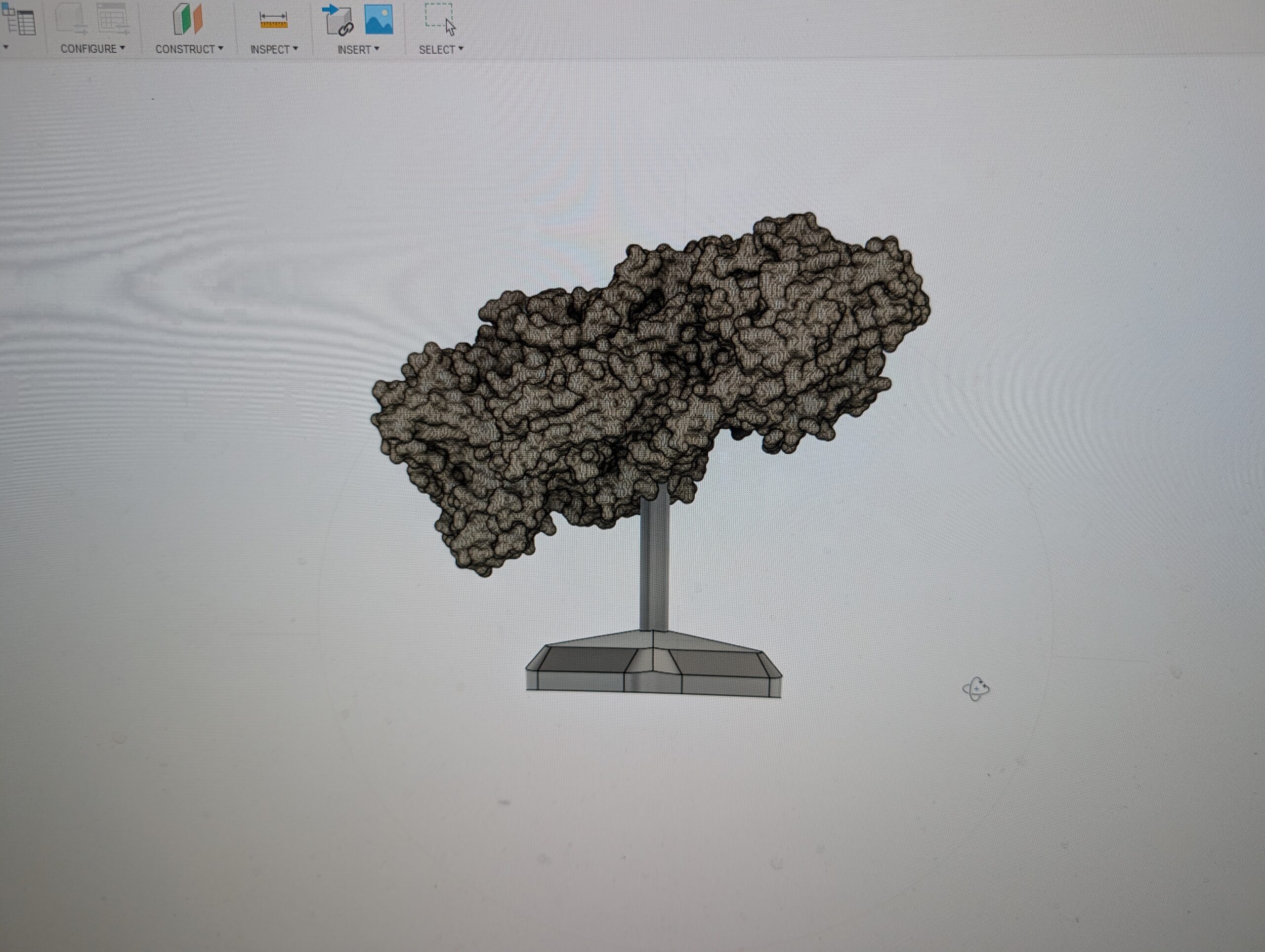 Screenshot of 3D design of a molecule that includes a stand design.
