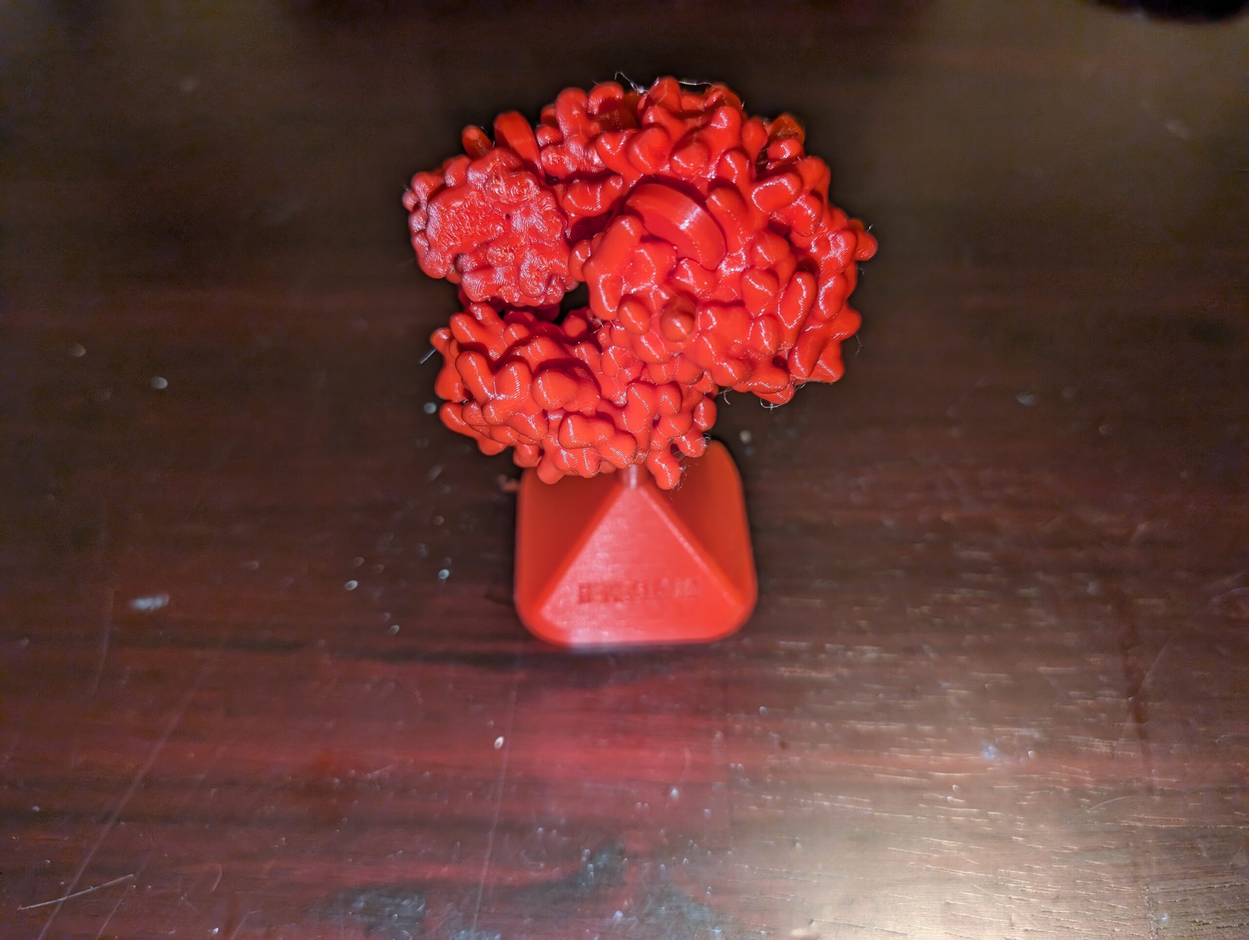 3D printed version of a molecule on a stand