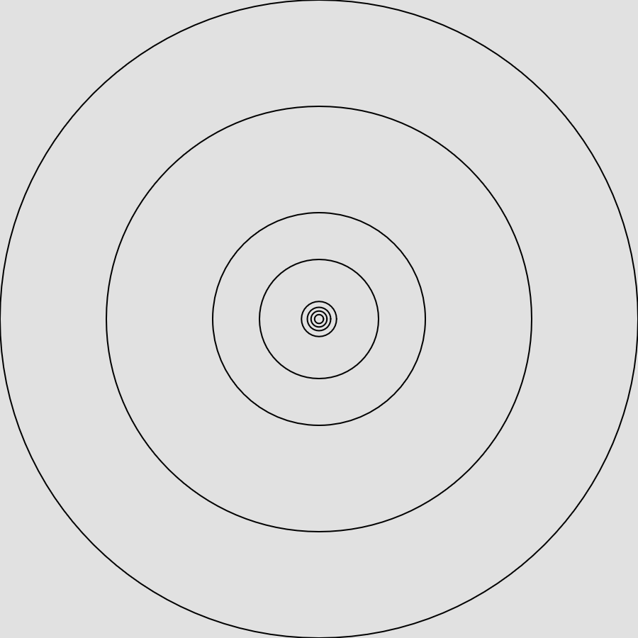 9 black concentric on a grey field.