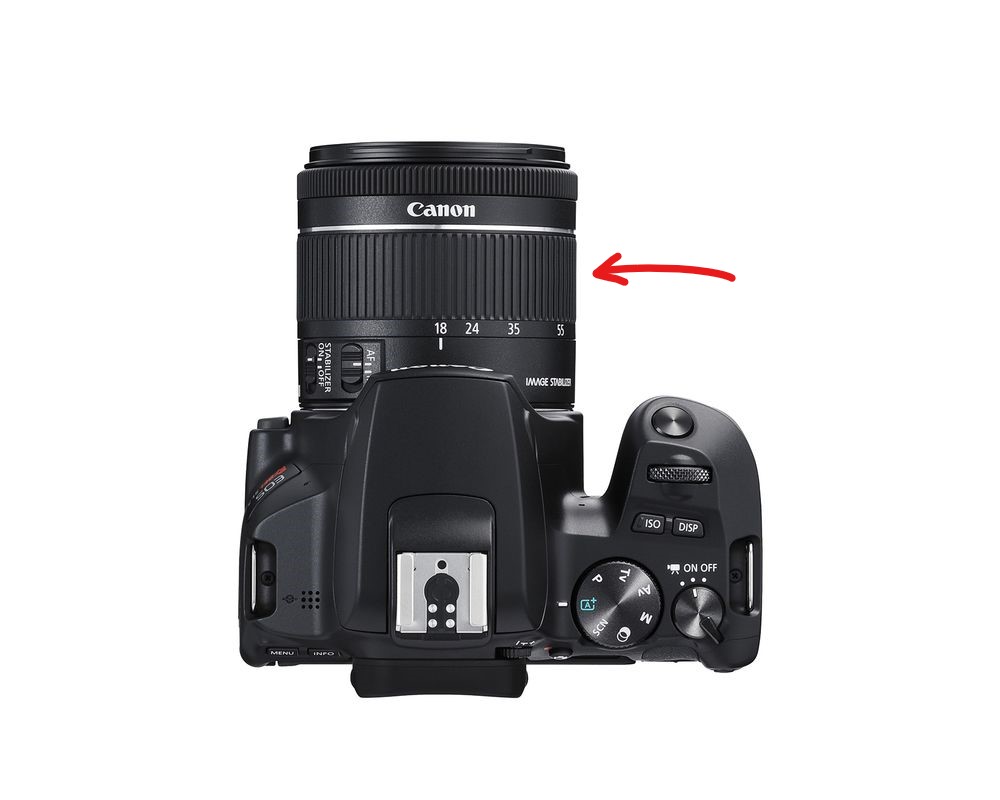 top view of Canon camera with Zoom ring highlighted
