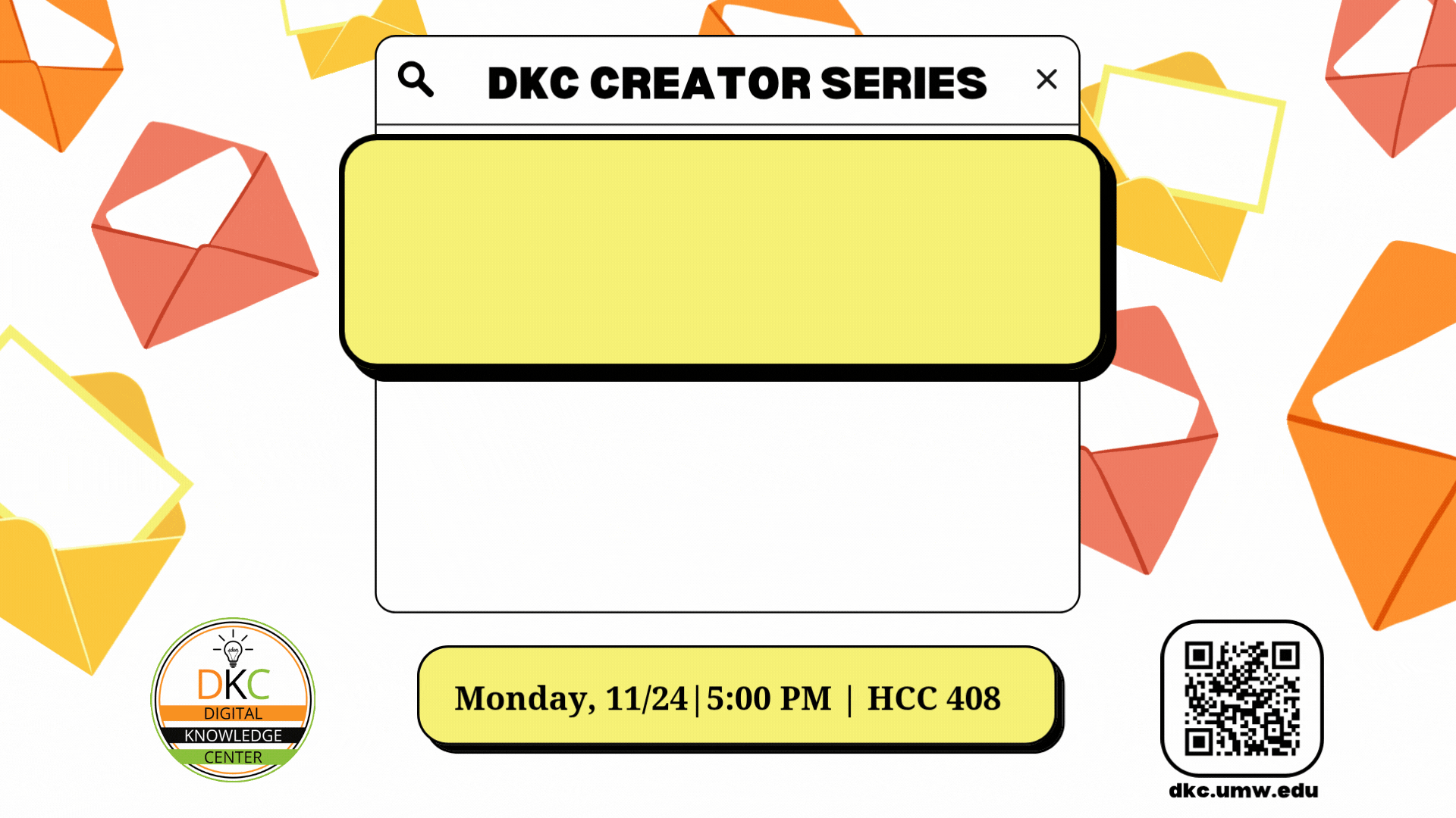 Workshop titled "Handmade for the holidays | Design and craft your own cards" on November 24 at 5pm n HCC 408"