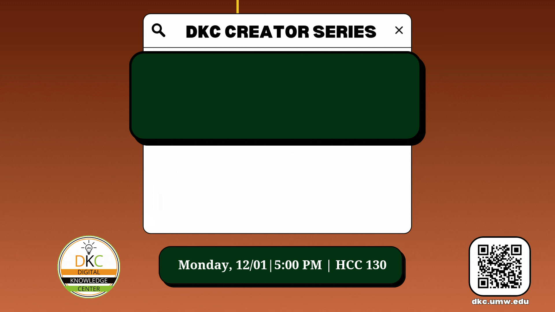 Workshop titled "Deck the Halls in 3D! | Design and 3D print your own ornaments" on Monday, December 1st at 5pm in HCC 130. Food and drinks will be provided