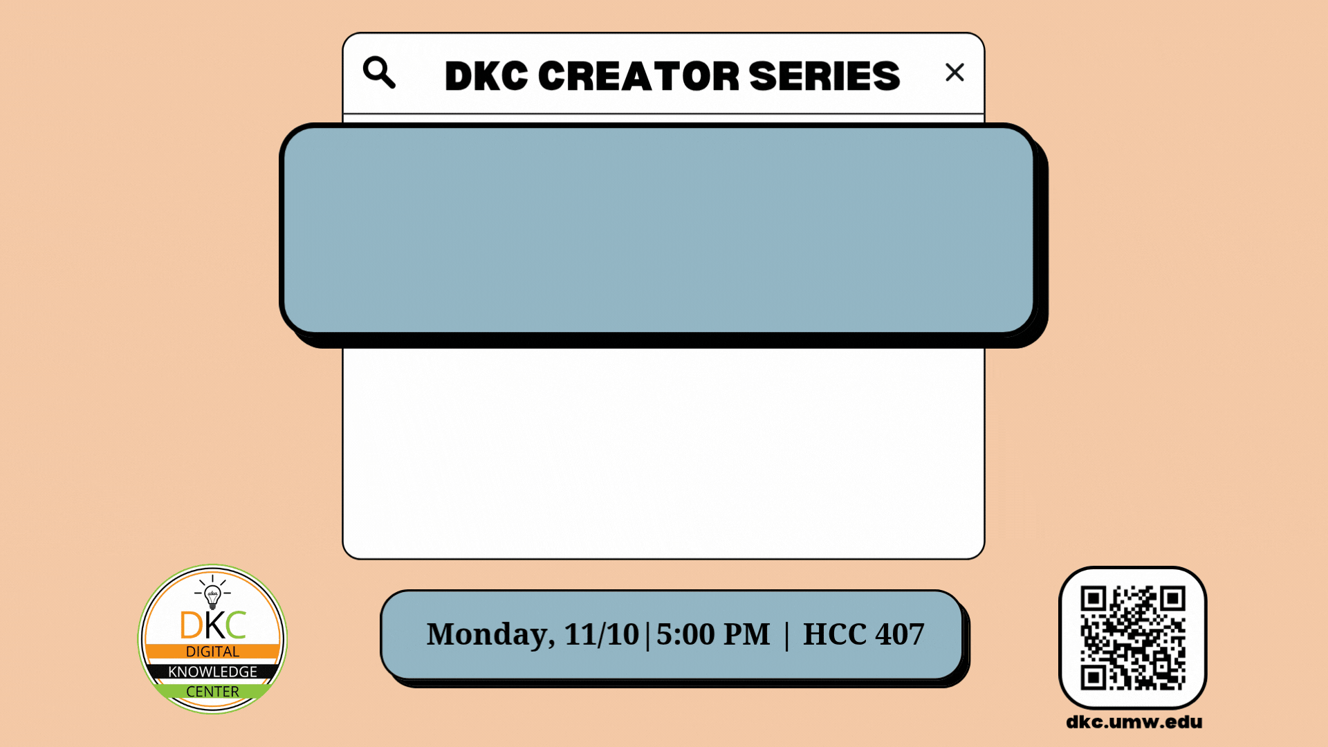 Workshop titled “stitch & click | design and embroider your own pattern” on Monday November 10th at 5:pm in HCC 407